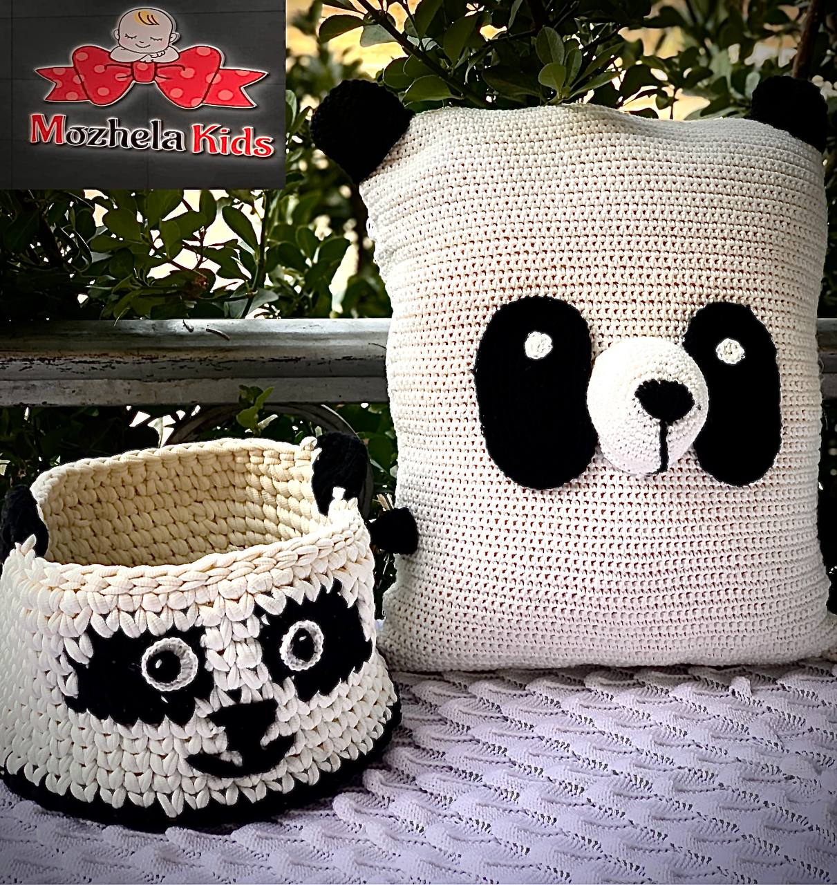 Crochet Panda Pillow & Basket