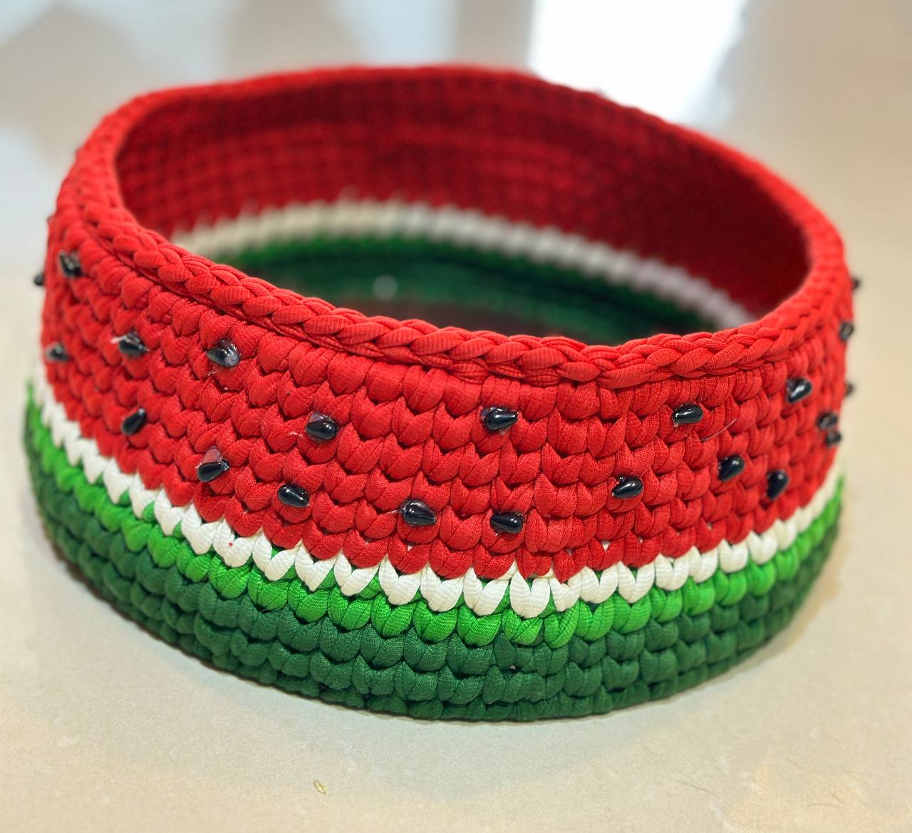Crochet Watermelon Basket