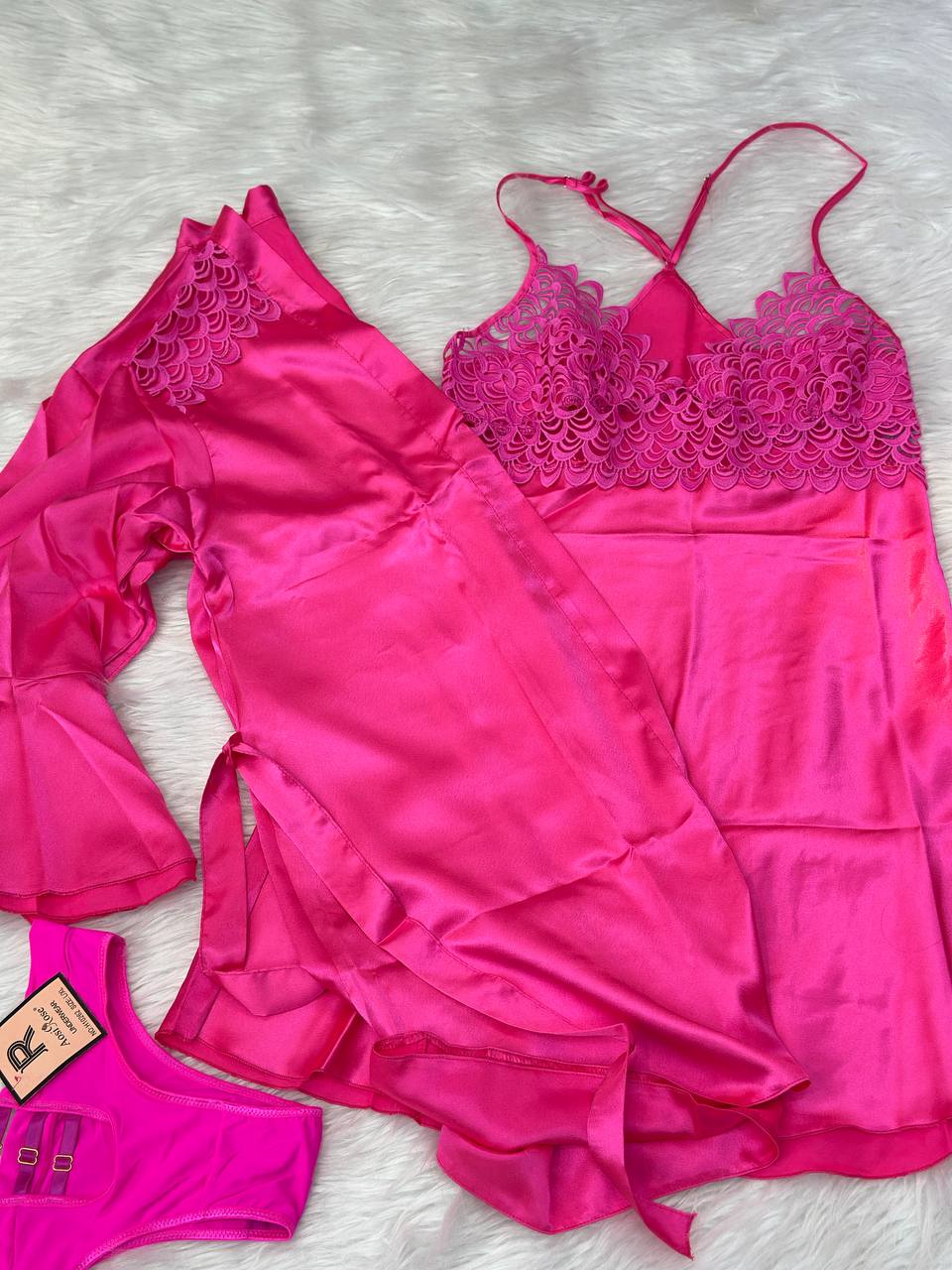 Satin Lingerie Set With Robe