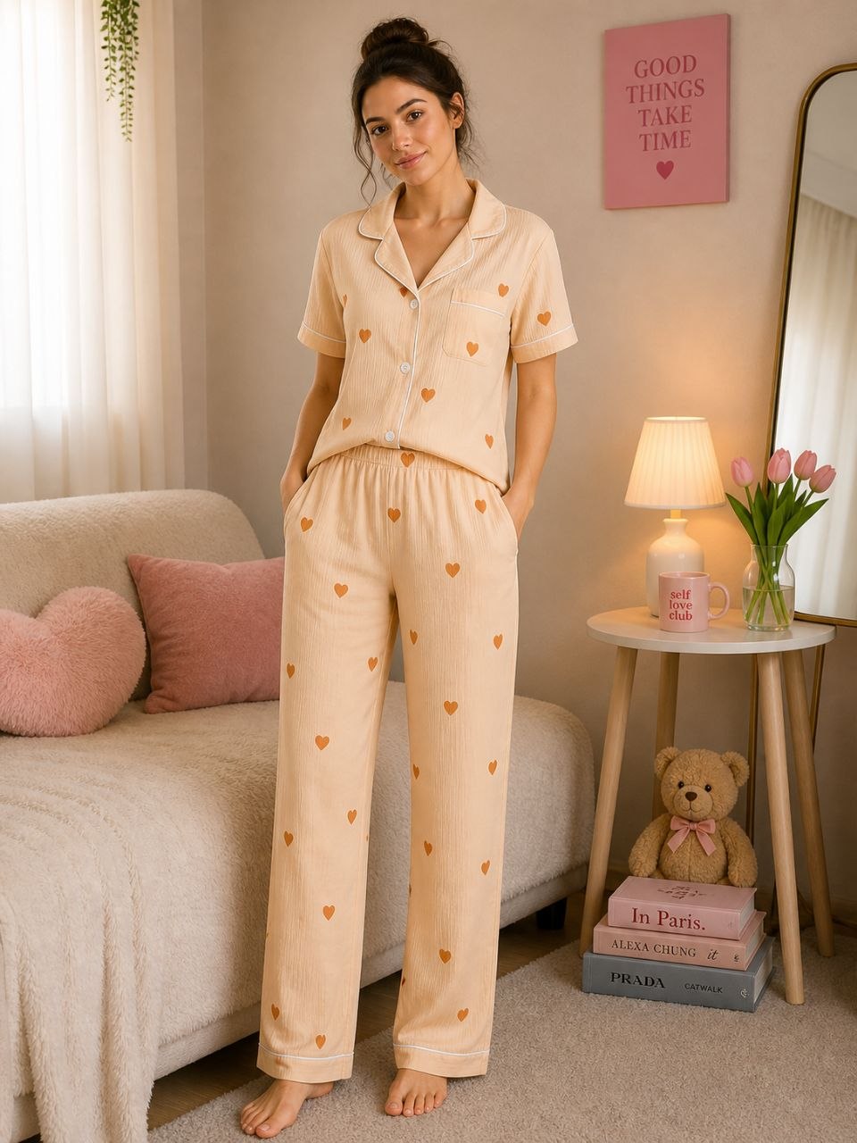 Shein 2-Piece Heart Pajama Set