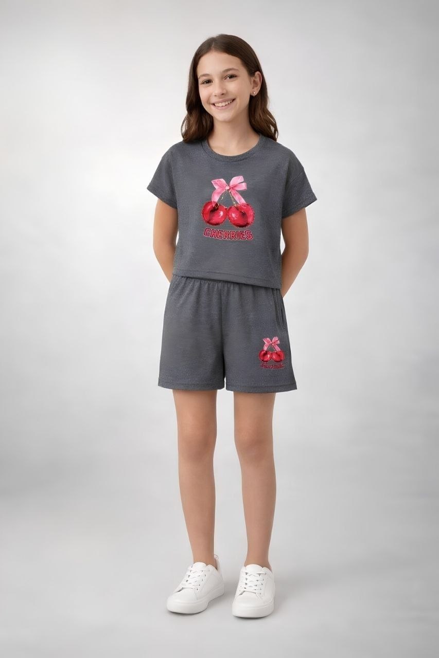 Girls Cherry Print Summer Set