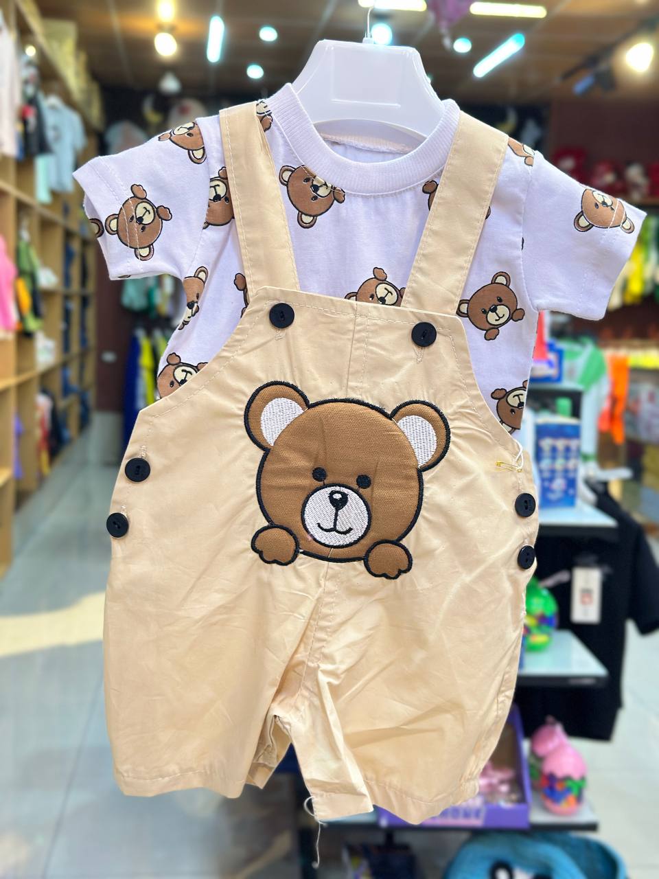 Teddy Bear Overall With T-Shirt