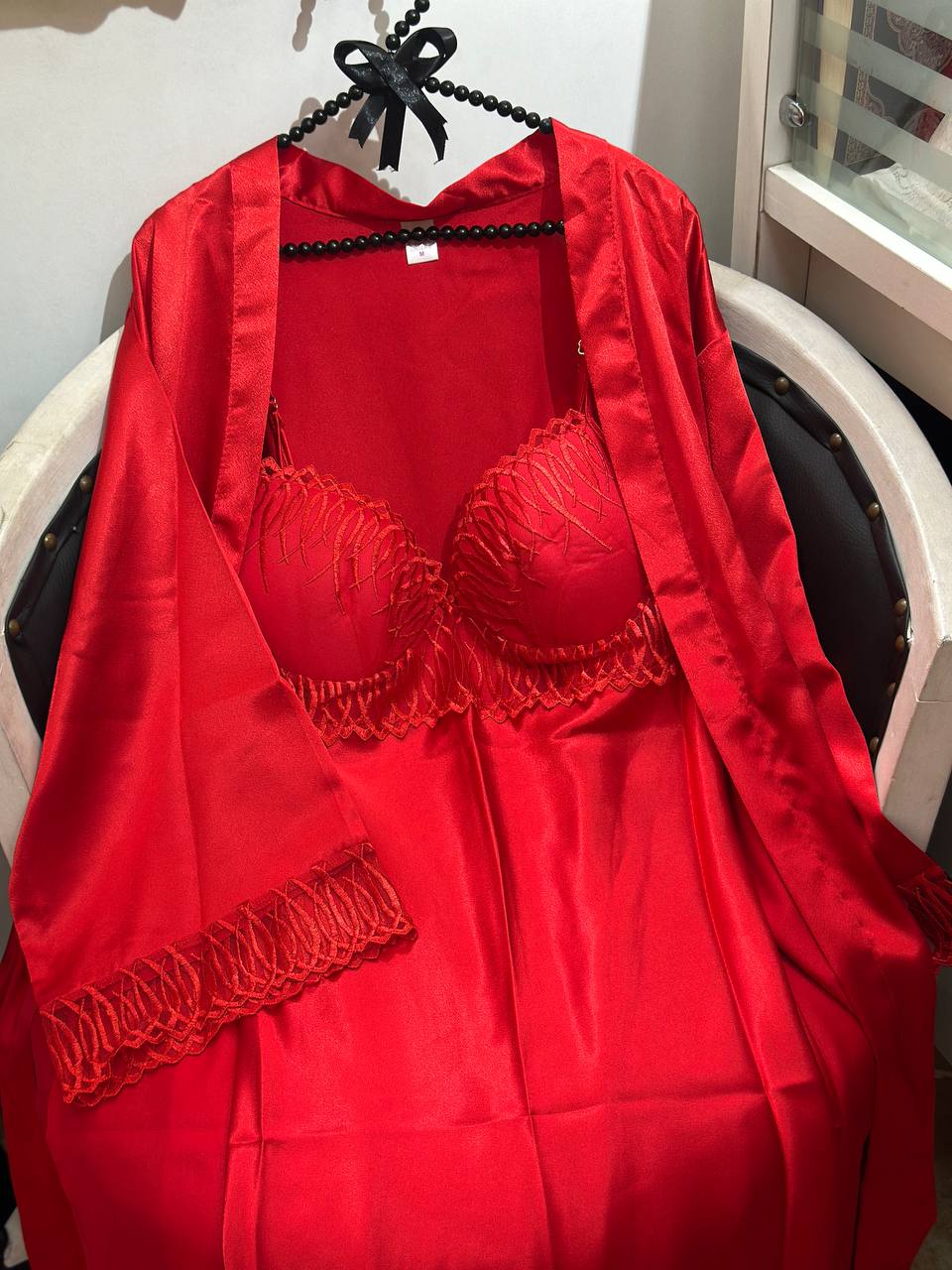 Satin Lingerie Set With Robe