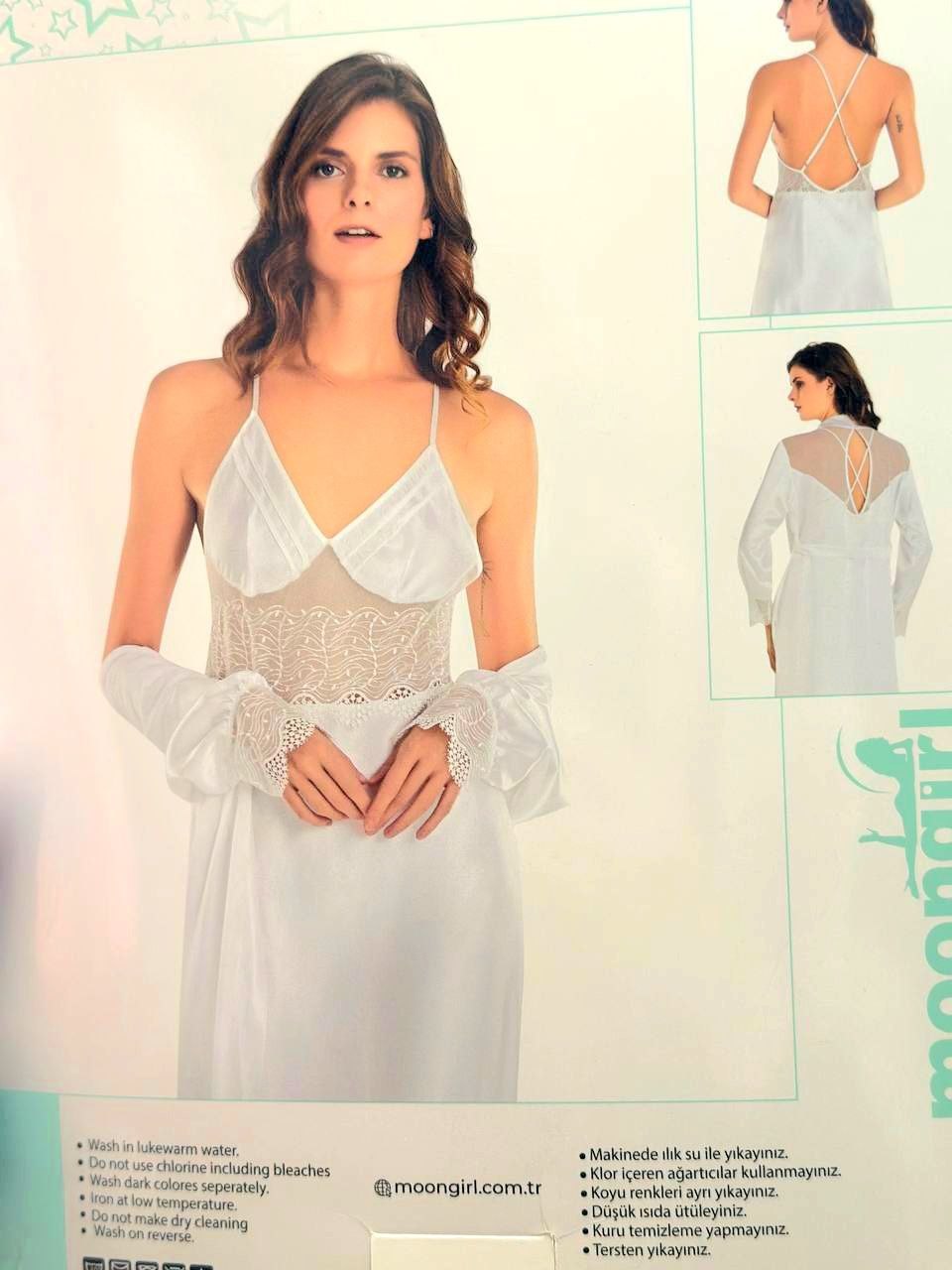 Long Satin Lingerie Set With Robe