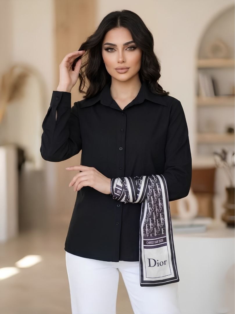 Black Button-Up Shirt With Lycra