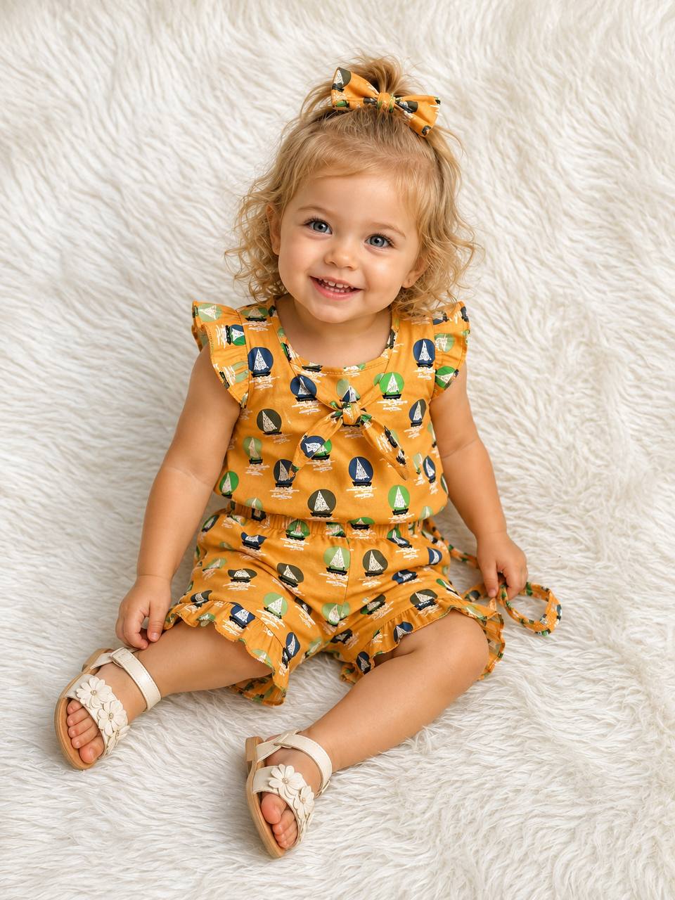 Baby Girl Printed Set With Hat
