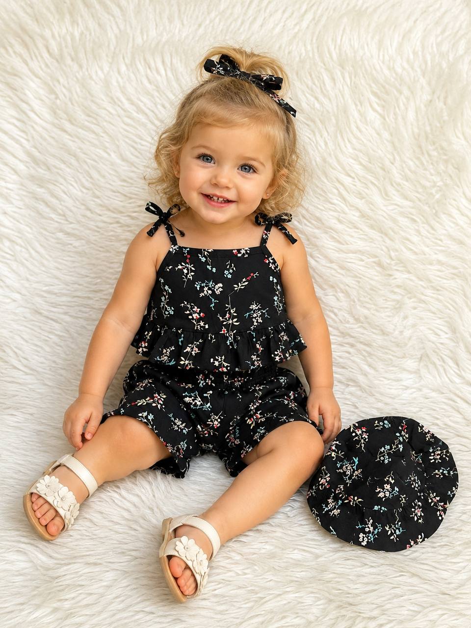 Baby Girl Printed Set With Hat