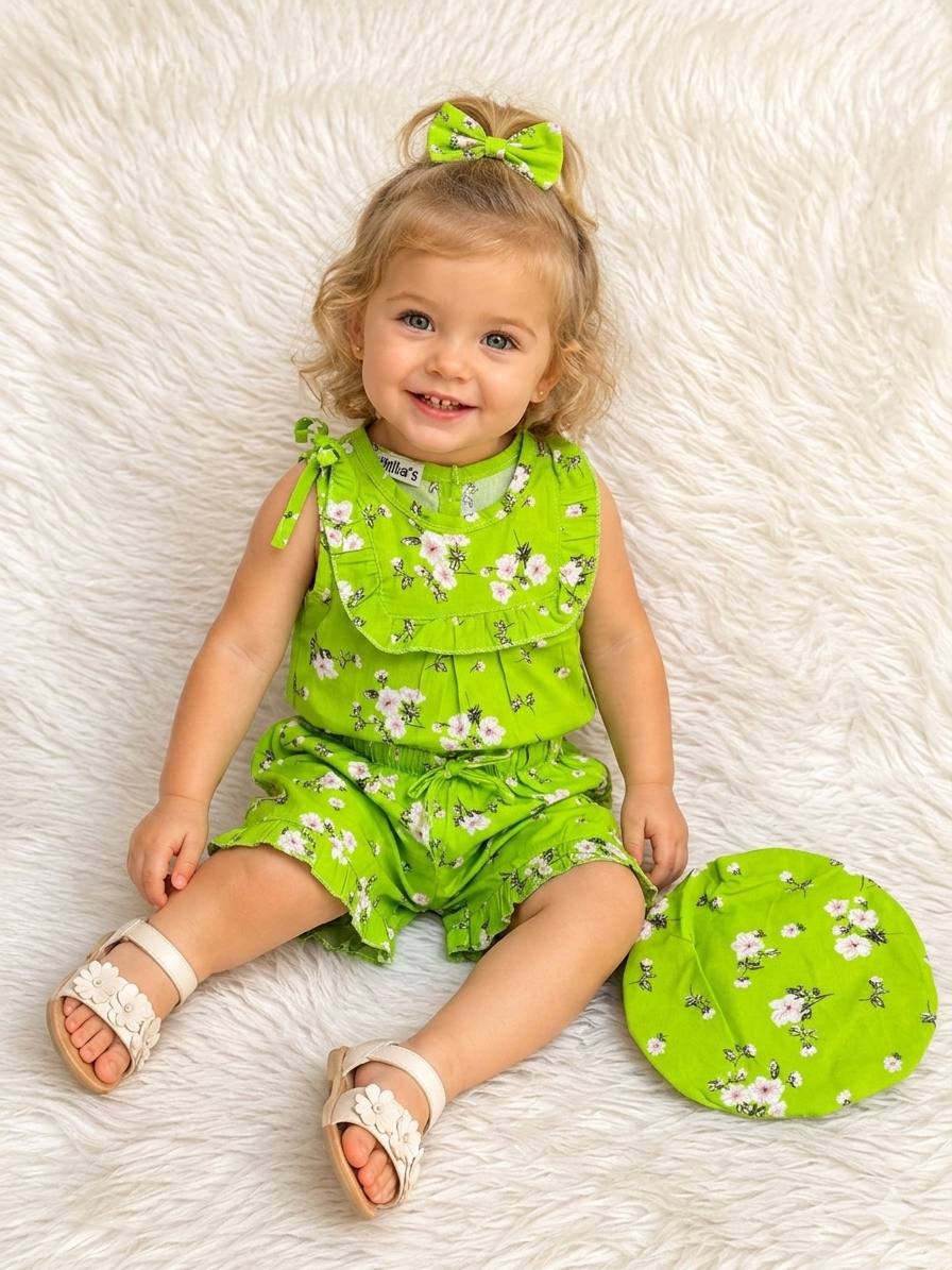 Baby Girl Printed Set With Hat