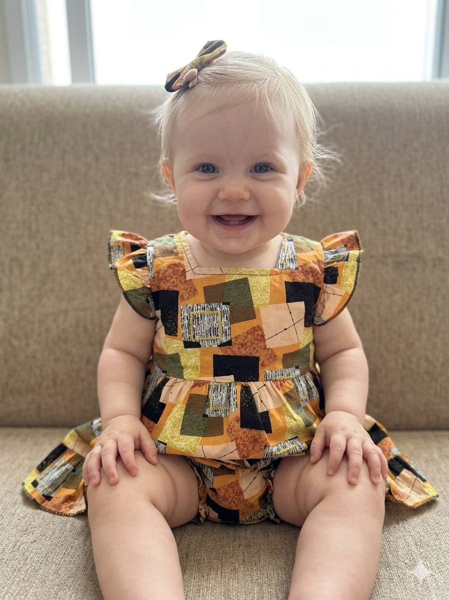 Baby Girl Dress Set With Bloomers & Bow