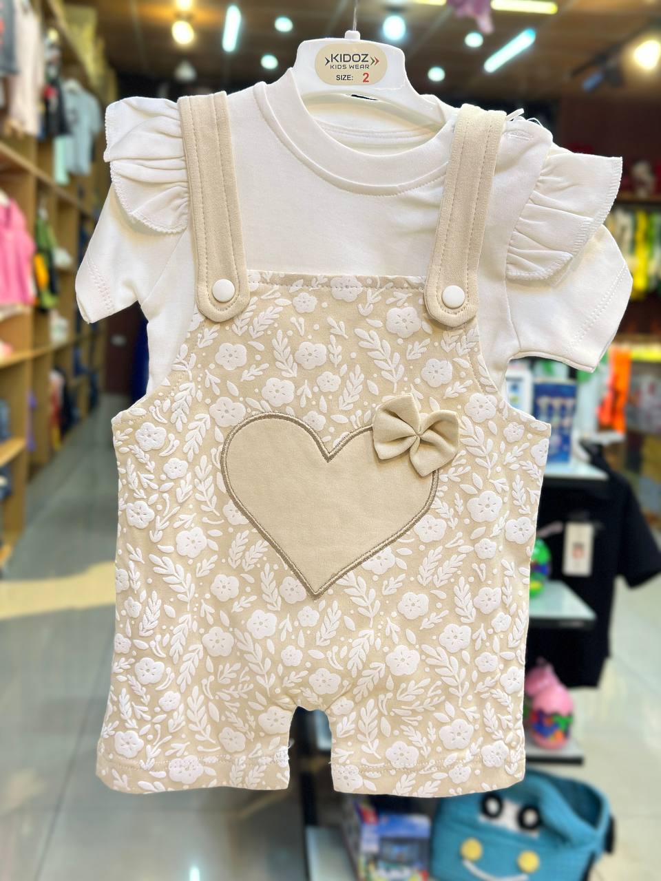 Baby Girl Overall Heart Set With T-Shirt