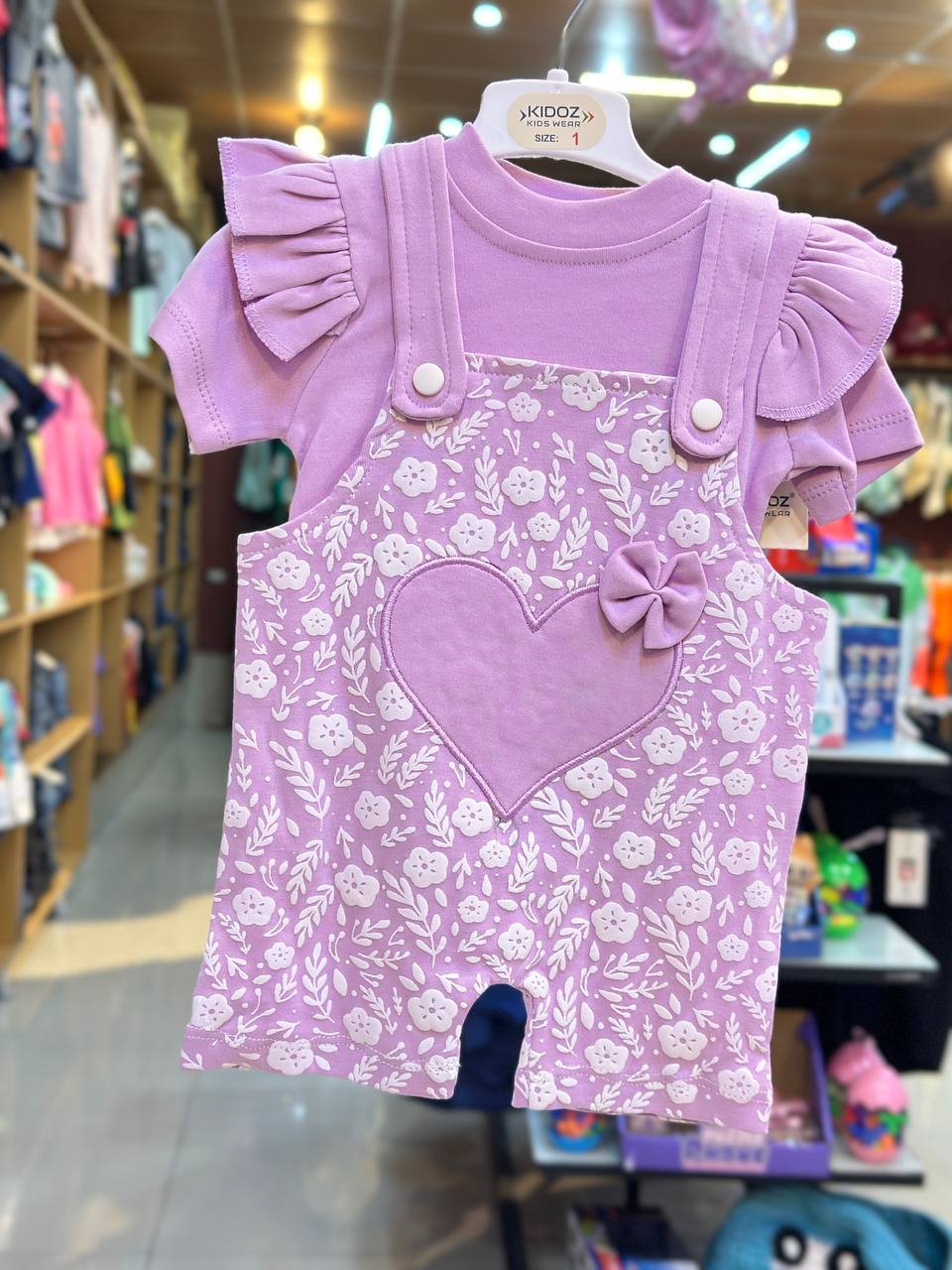 Baby Girl Overall Heart Set With T-Shirt