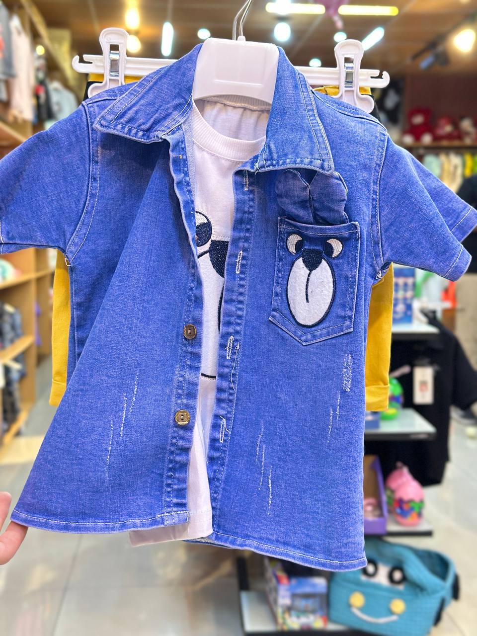 Denim Shirts & Shorts Set